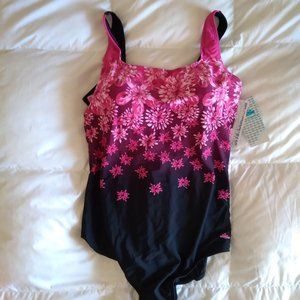 Plus Size Aquamore Flower Scoop Neck One Piece Swim One Piece Swimsuit NWT